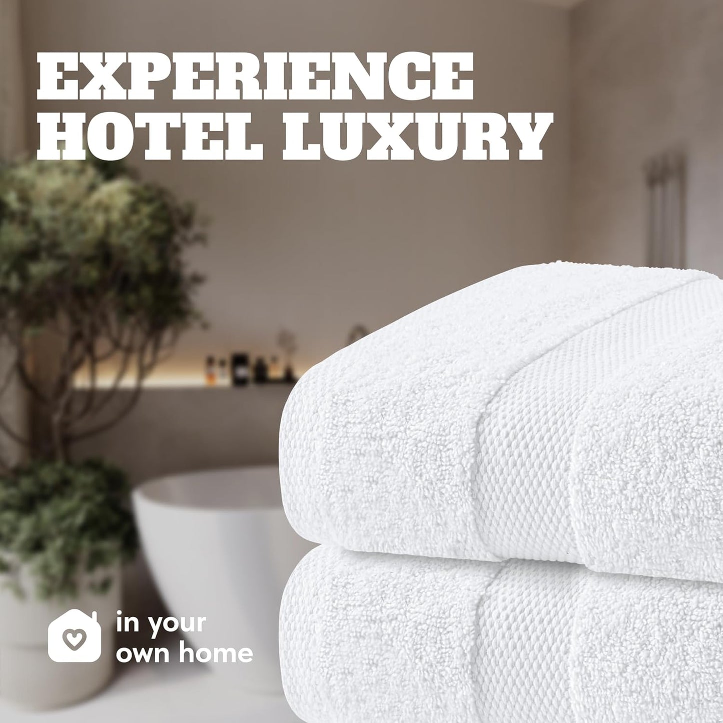 Wealuxe White Bath Towels Set of 4 — 27 x 54 Inch, 100% Ring Spun Cotton 650GSM, Extra Absorbent, Soft White Towels for Bathroom, Shower, Hotel, Spa
