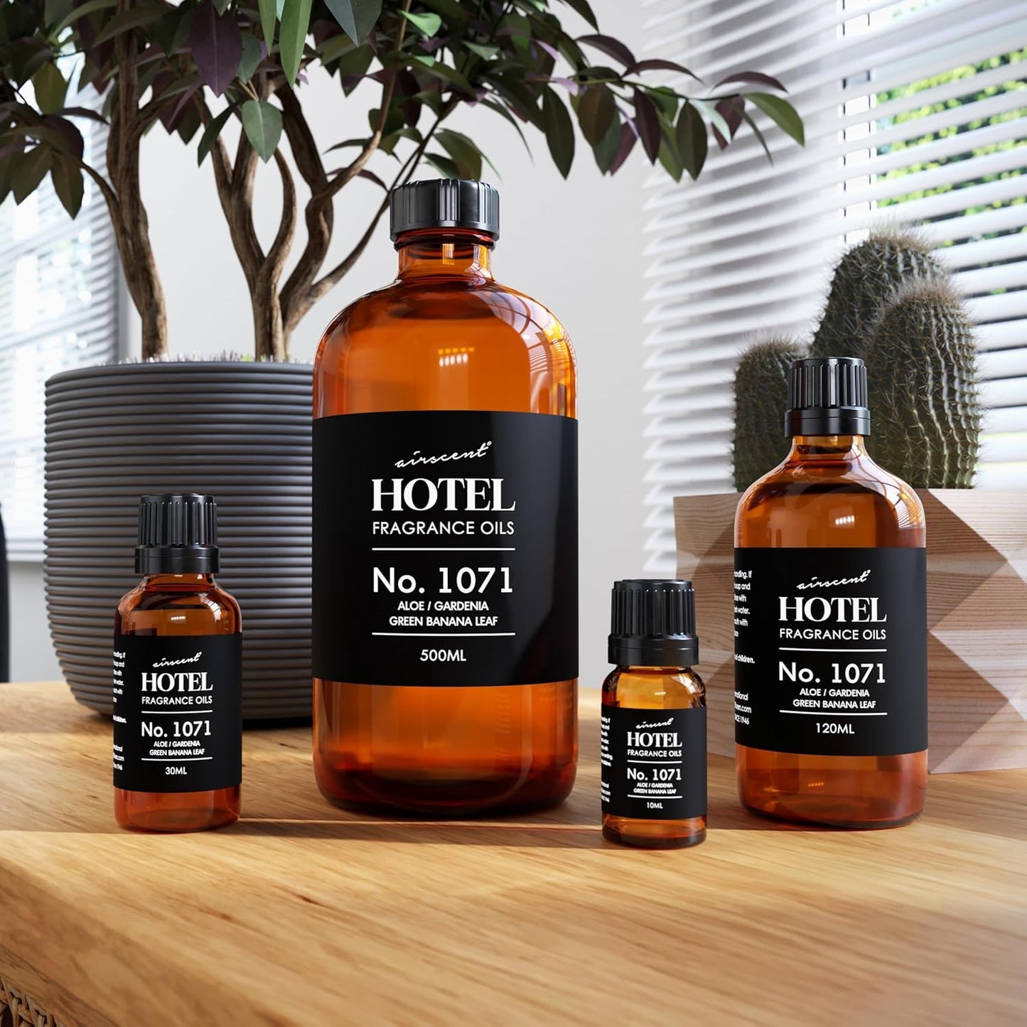 AirScent Hotel Diffuser Oil No. 1071 - Aloe, Gardenia, Green Banana Leaf - Premium Fragrance Oil for Ultrasonic and Waterless Diffusers and Crafting - 10 mL, 0.34 fl oz Glass Dropper Bottle