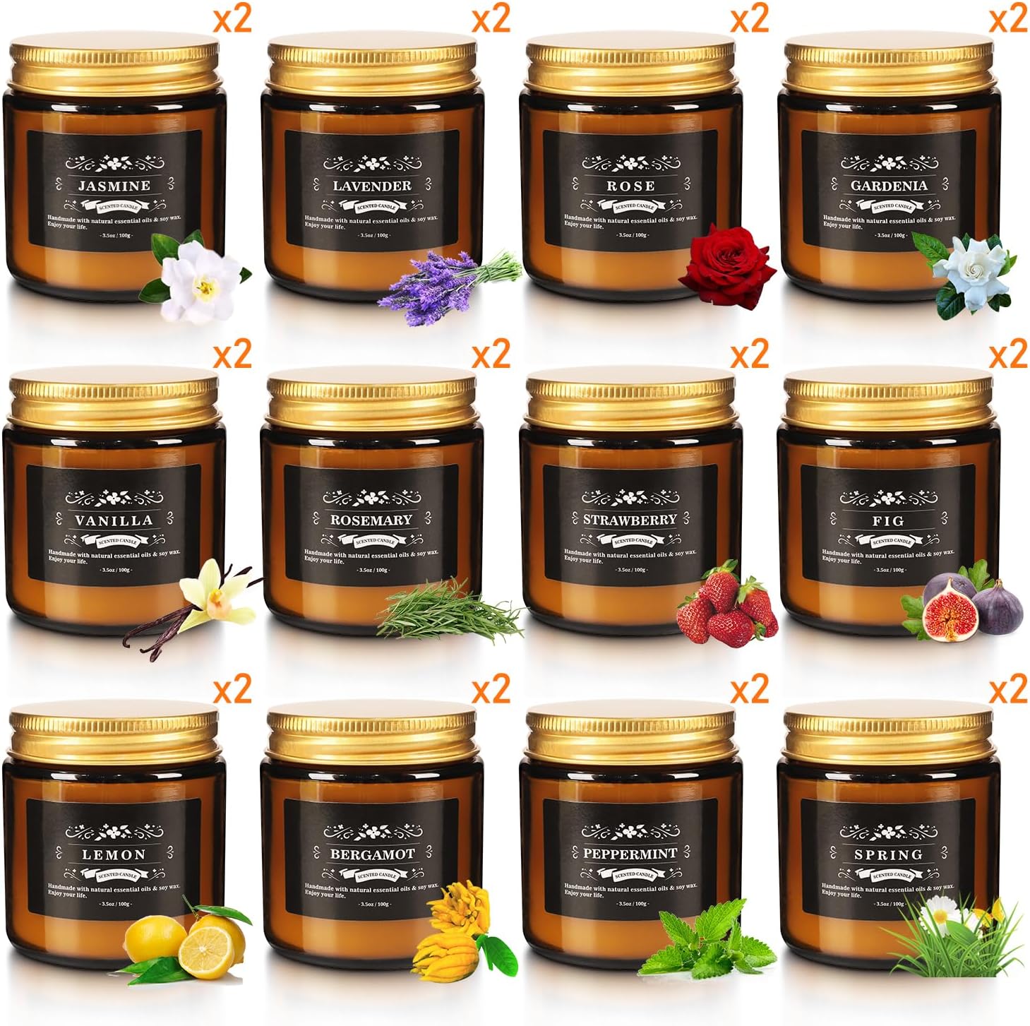 24 Packs Scented Candles for Home, 3.05oz，Soy Wax Aromatherapy Candles with 12 Fragrances, Smokeless Natural Essential Oil Candles for Relaxation, Gifts, Parties, Yoga,Home Decor