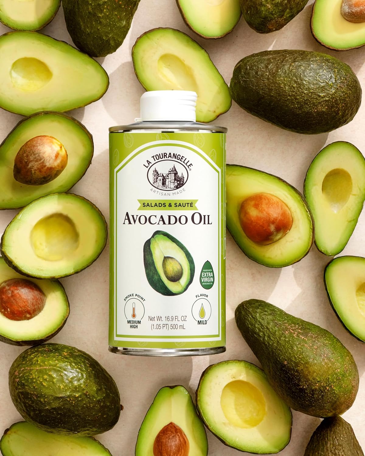 La Tourangelle Avocado Oil 16.9 Fl Oz, All-Natural, Artisanal, Great for Salads, Fruit, Fish or Vegetables, Buttery Flavor