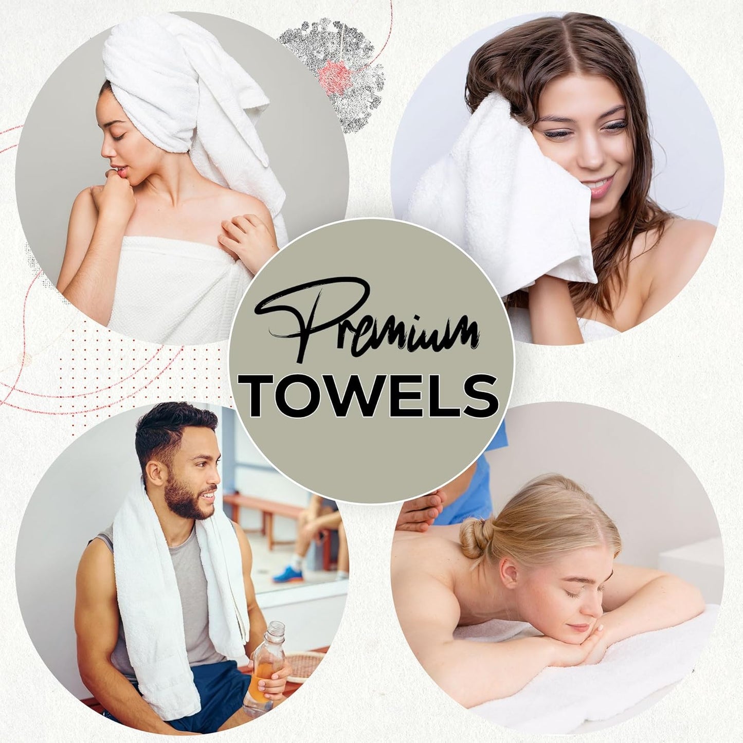GOLD TEXTILES Premium Bath Towel Set (Pack of 24,27 x 54) 100% Ring-Spun Cotton Towels for Hotel, Spa, Soft and Absorbent (27 x 54, White - 24 Pcs)