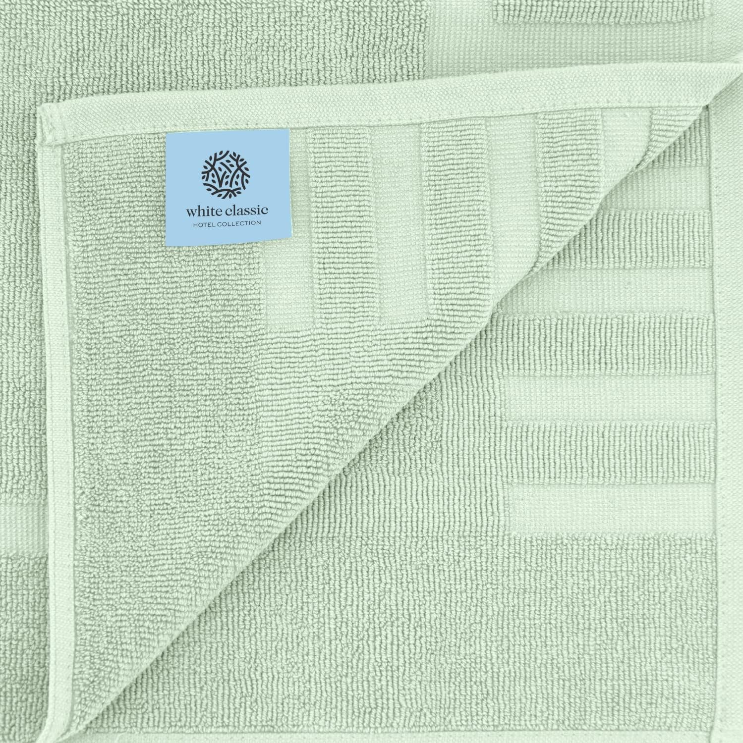 White Classic Luxury Bath Mat Floor Towel Set - Absorbent Cotton Hotel Spa Shower/Bathtub Mats [Not a Bathroom Rug] 22"x34" | 2 Pack | Mint Green