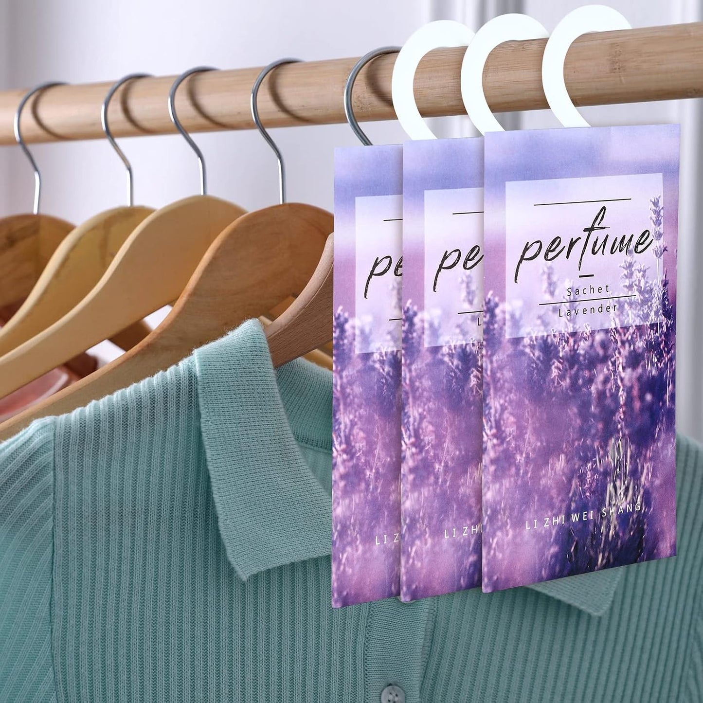 Loopeer 24 Pcs Lavender Large Hanging Closet Deodorizer Air Freshener Scented Sachets Subtle Lavender Scent for Drawers, Closets & Clothes