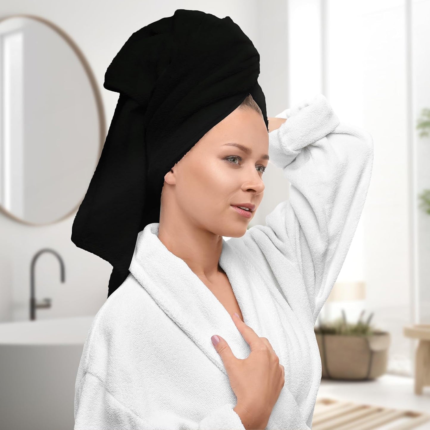 Avalon Towels Luxury 8 Piece Black Towels Set, 2 Bath Towels, 2 Hand Towels and 4 Washcloths, 600 GSM 100% Ring Spun Cotton Highly Absorbent Black Bathroom Towels, Ideal for Hotel, Spa and Gym