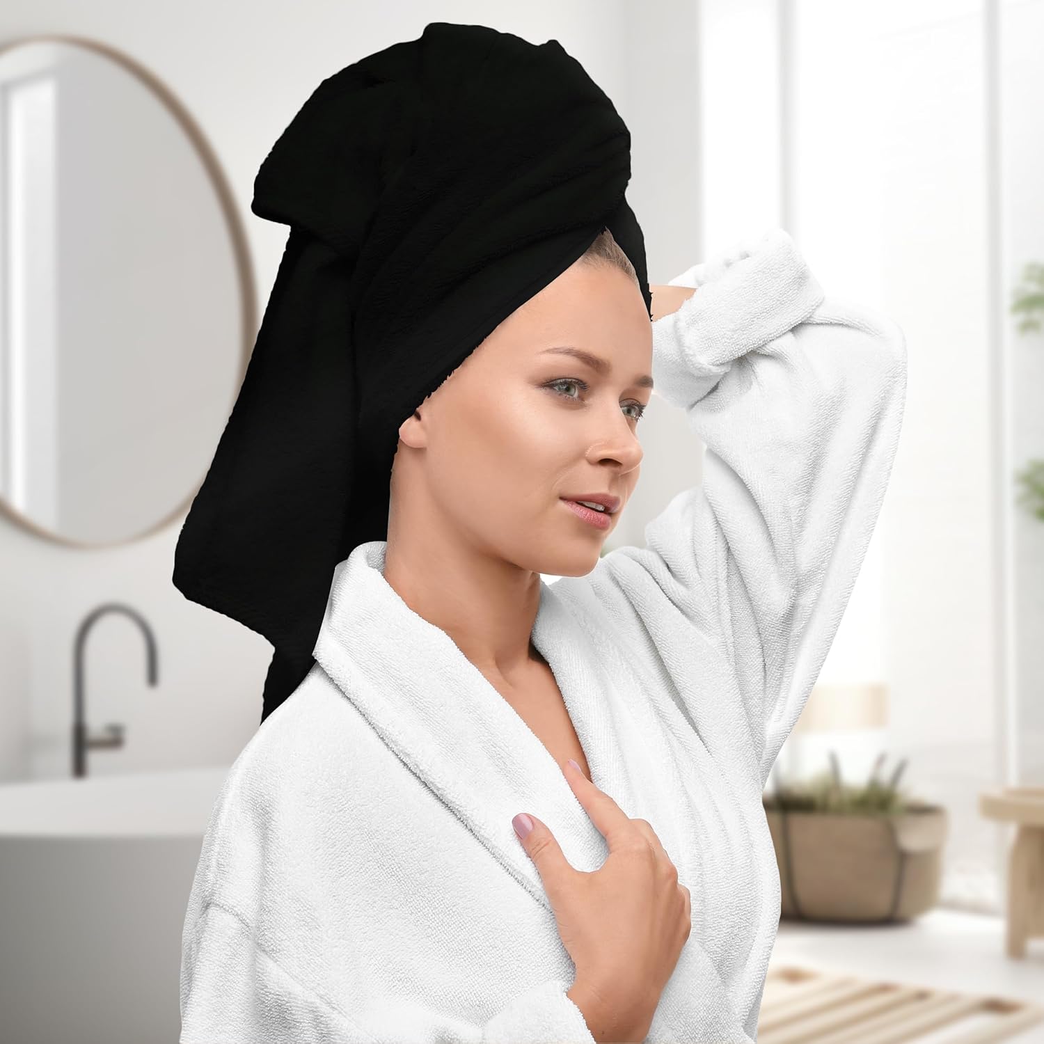Avalon Towels Luxury 8 Piece Black Towels Set, 2 Bath Towels, 2 Hand Towels and 4 Washcloths, 600 GSM 100% Ring Spun Cotton Highly Absorbent Black Bathroom Towels, Ideal for Hotel, Spa and Gym