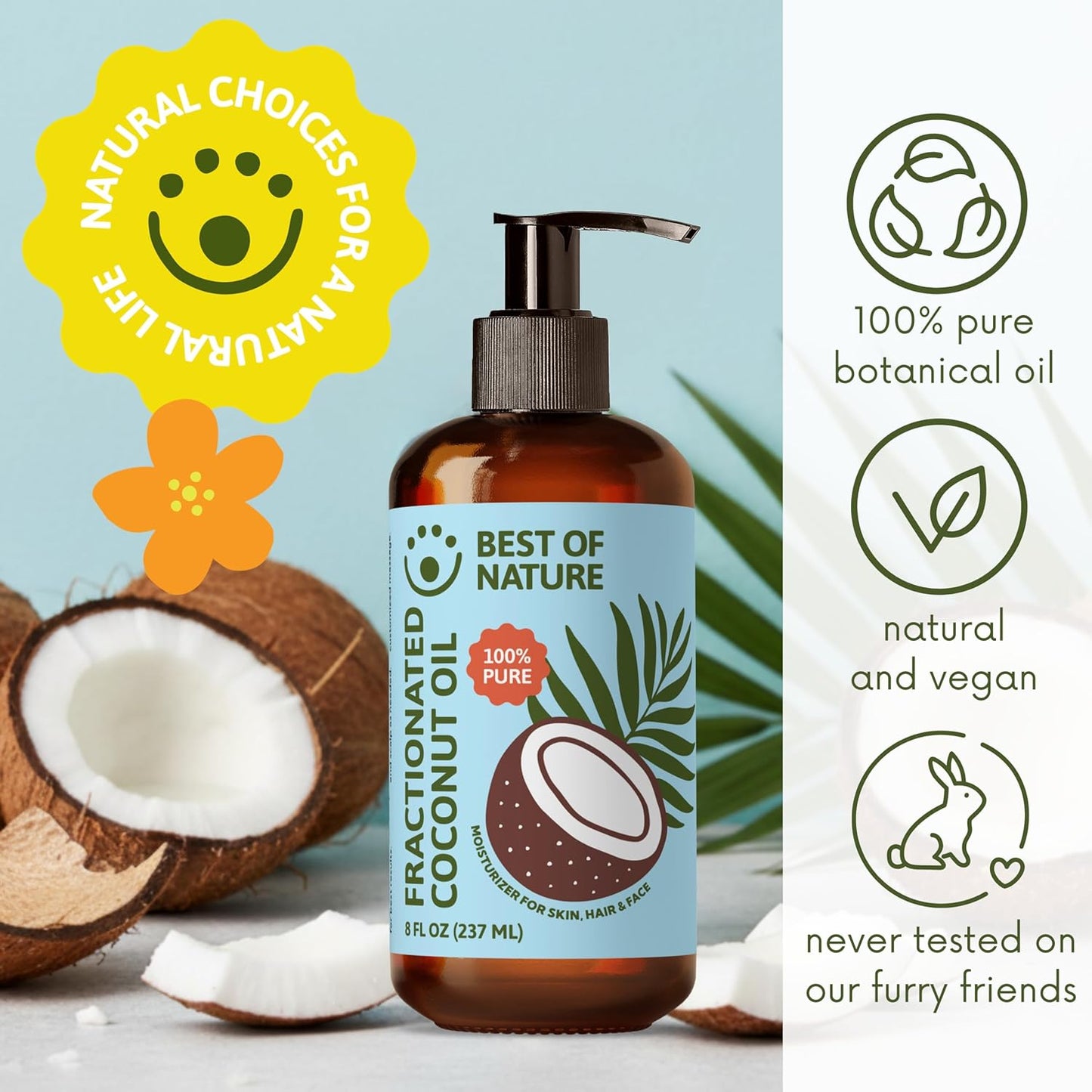 Best of Nature 100% Pure Fractionated Coconut Oil - Natural Massage Oil, Unscented Moisturizer for Men and Women, for Skincare and Hair Care, Carrier for Essential Oils, Gallon (128 fl oz)