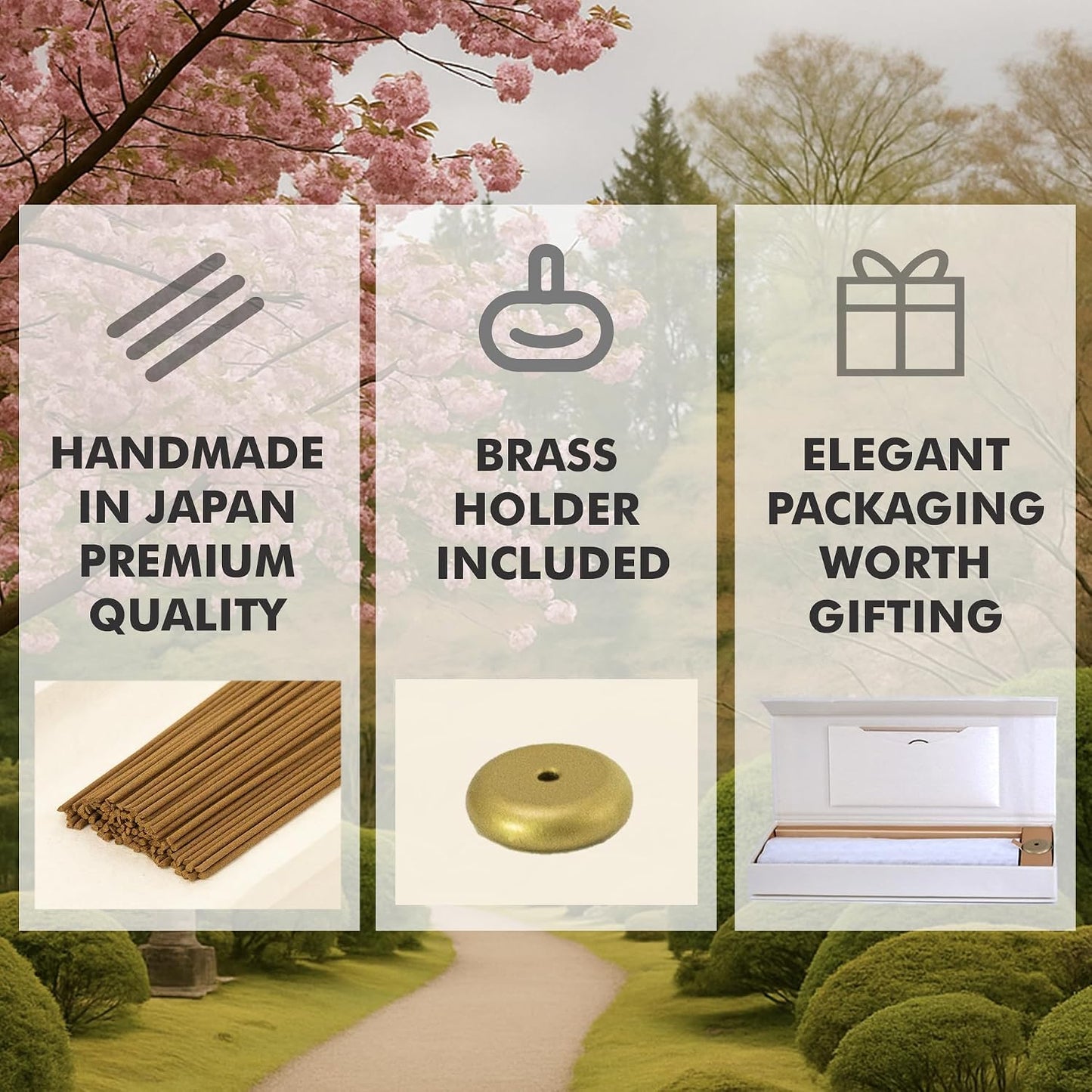 Shizu Sandalwood Incense Sticks – Artisanal Temple Grade Japanese Incense with Brass Holder – Subtle, Calming Scent for Relaxation, Meditation & Home Spa, Elegant Gift Set (60 Sticks)