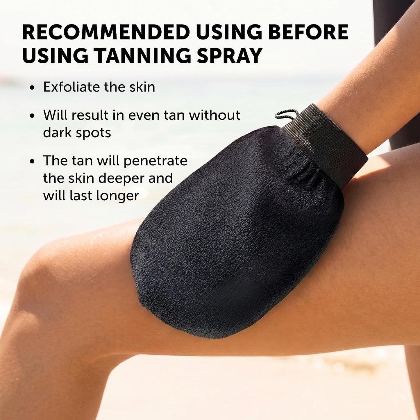 Valitic Exfoliating Glove Body Scrubber - Exfoliating Mitt Dead Skin Remover, Shower Face and Body Exfoliator - Korean Style Skin Scrubber Washcloth - Spray and Self Tan Remover, Pair Black