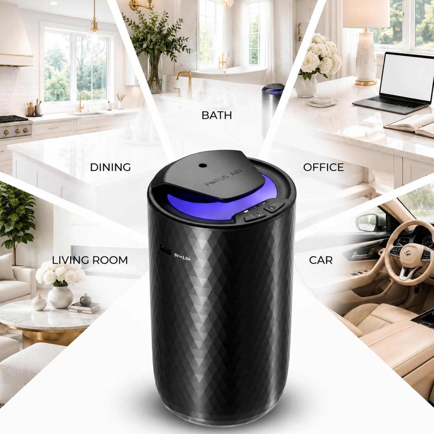 Waterless Essential Oil Diffuser - Cordless Rechargeable Aromatherapy Scent Machine for Home Bedroom Car Office Travel - 3 Mist Levels, 4 Timer Modes, 24-Hour Battery