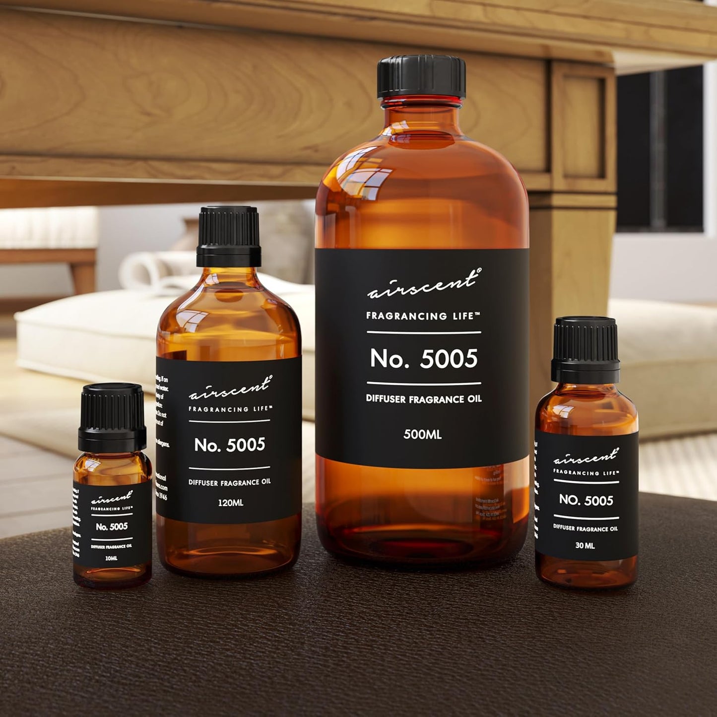 AirScent Diffuser Oil Inspired by TF's Oud Wood - No. 5005 Perfume Dupe - Fragrance Oil Blend for Ultrasonic and Waterless Diffusers and Crafting - 120 ml, 4 fl oz Glass Bottle with Dropper