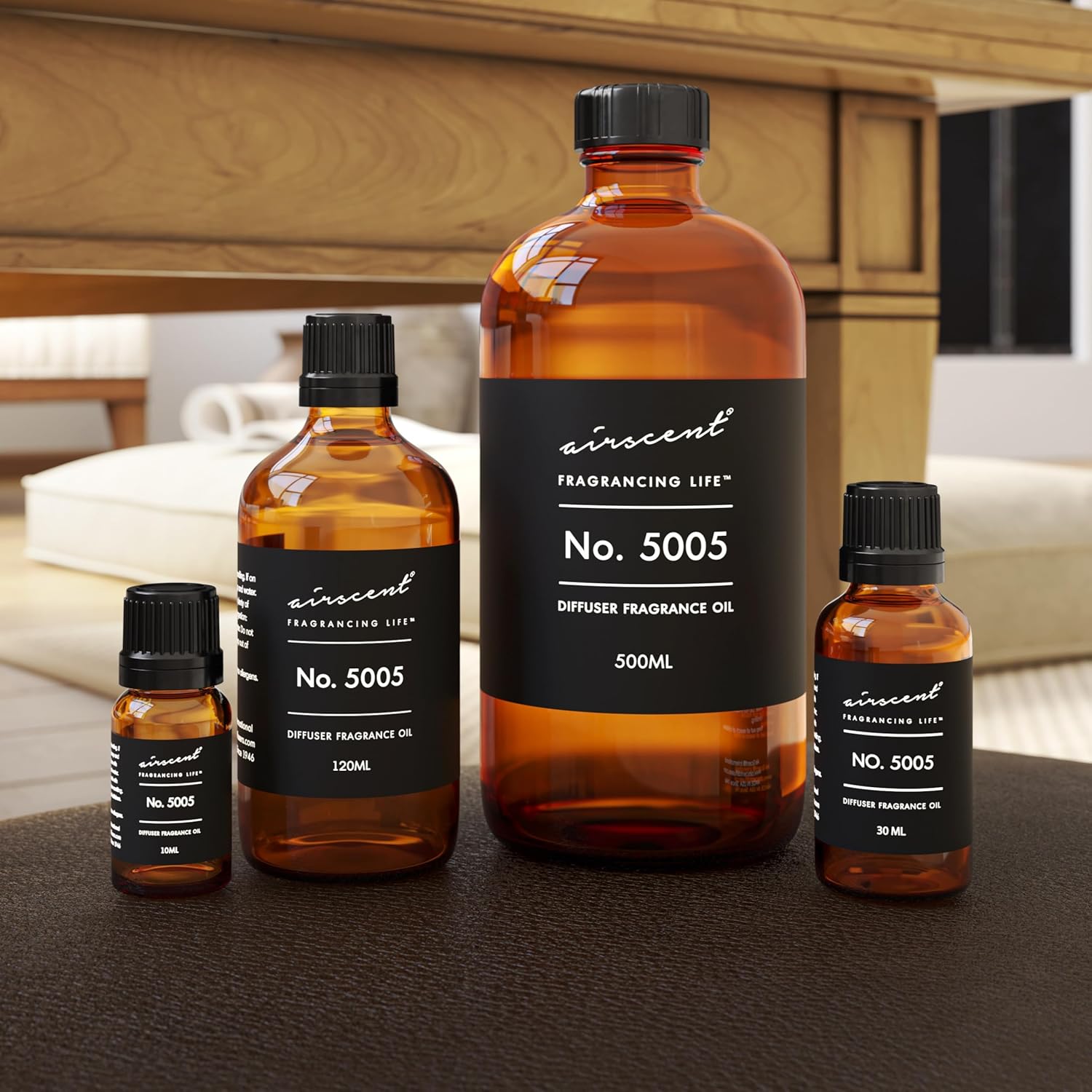 AirScent Diffuser Oil Inspired by TF's Oud Wood - No. 5005 Perfume Dupe - Fragrance Oil Blend for Ultrasonic and Waterless Diffusers and Crafting - 120 ml, 4 fl oz Glass Bottle with Dropper