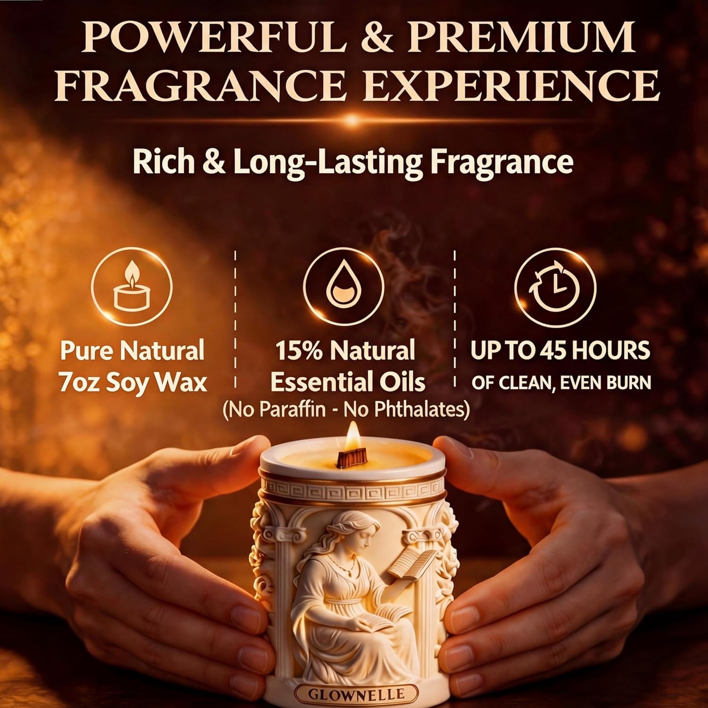 Birthday Gifts for Women – 100% Soy Candles Non Toxic, Coconut & Sandalwood, Sandalwood Candle, Wood Wick, Natural Soy Wax, Elegant Non-Toxic Gift Set for Women, Spring Gifts, Elegant Candles