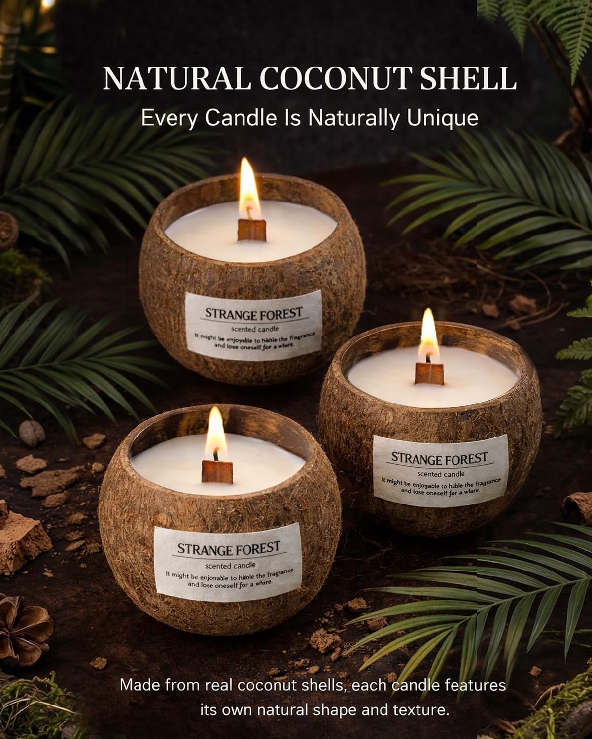 Gardenia Bloom Coconut Shell Scented Candle, Natural Soy Wax Wooden Wick Candle, Handmade Non Toxic Aromatherapy Candle Gifts for Women, 50 Hour Long Lasting Decorative Candles for Home Scented
