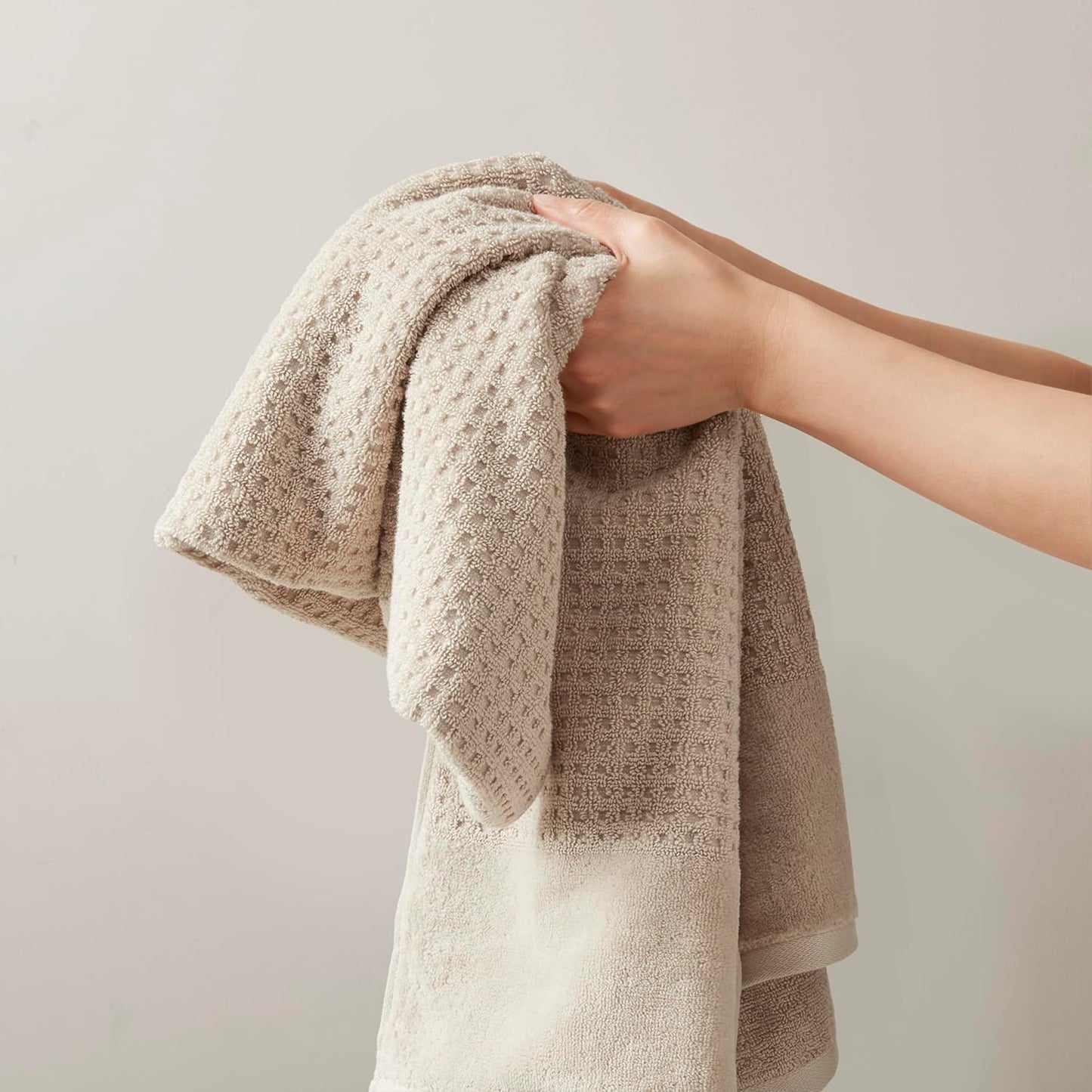 Madison Park Spa Waffle 100% Cotton Luxurious Towel Set, Premium Texture Waffle Weave, Highly Absorbent, Quick Dry, Hotel & Spa Quality Wash Clothes for Bathroom, Assorted Sizes, Natural 6 Piece