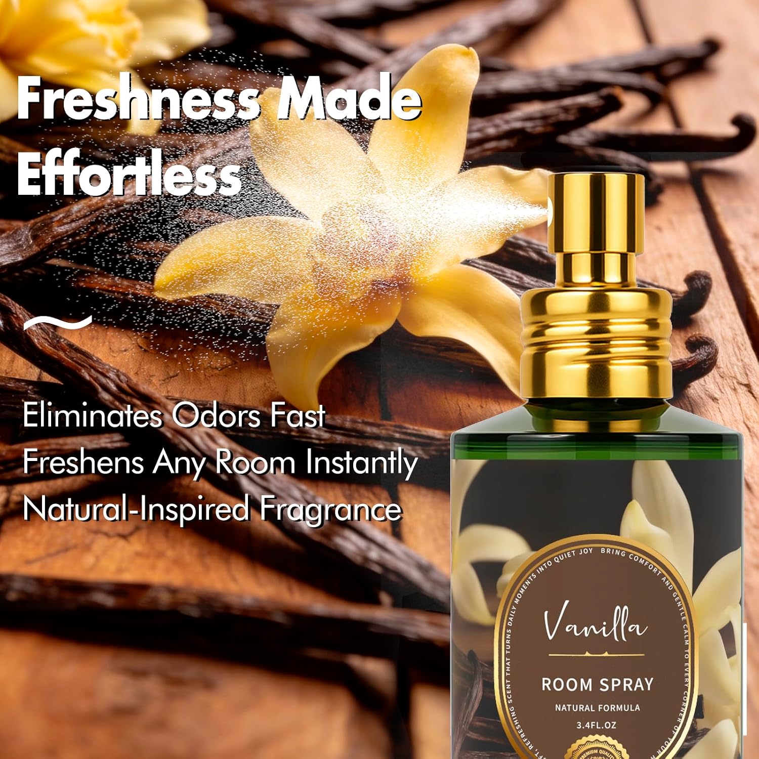 Vanilla Room Spray 2 Pack, 3.4oz/100ml Each – Long-Lasting Air Freshener & Odor Eliminator for Home, Bathroom, Bedroom & Office, Concentrated Room Spray