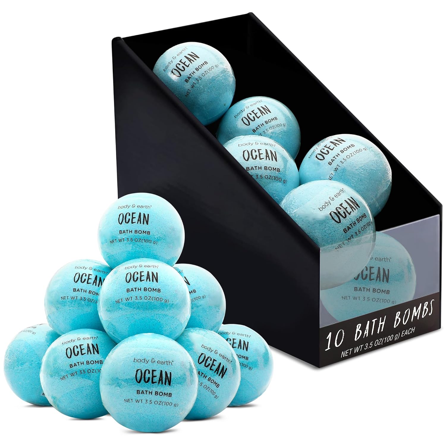Bath Bombs for Women, BODY & EARTH 10 X 3.5 oz Ocean Bath Bomb Gift Sets Essential Oils Handmade Birthday Gift Idea for Family, Women, Men, Mother's Day Gifts for Women