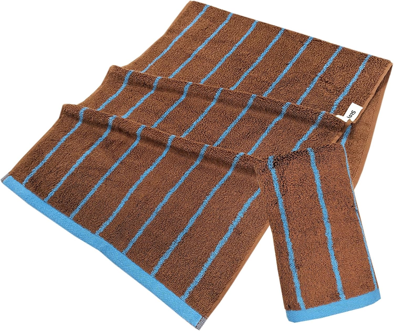 Soft Caramel-Striped Cotton Hand Towels Luxury Classical Striped Towels for Bathroom Absorbent & Quick Drying Face Towel for Shower Spa Gym Home, Coffee, 14 x 30 Inch
