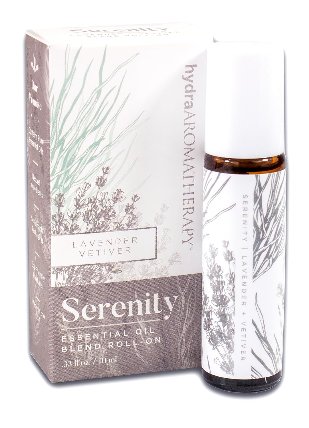 hydraAromatherapy Serenity Essential Oil Roll- On, 0.33 Fl Oz (Pack of 1), Silver