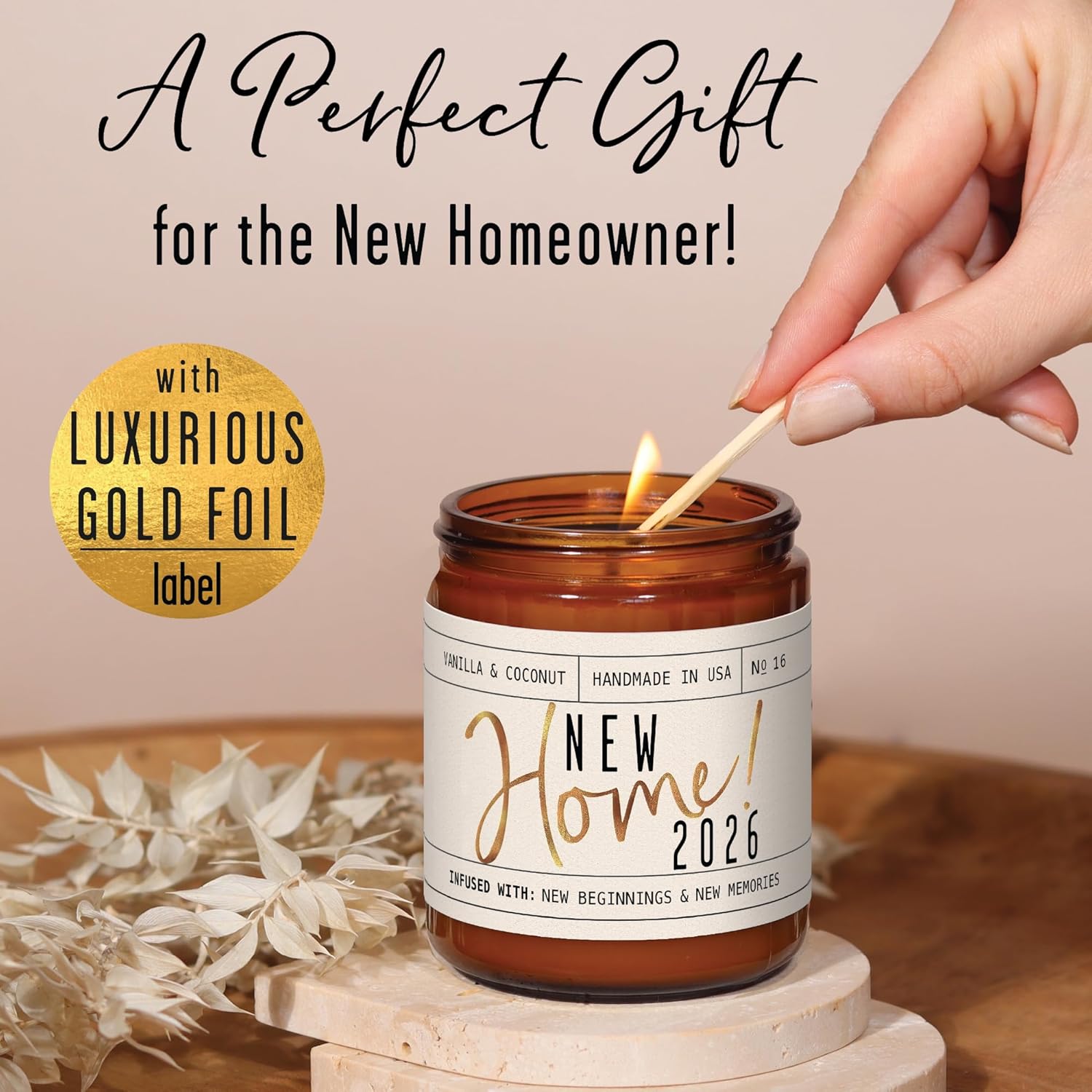 House Warming Gifts New Home, Housewarming Gifts New Home '2026' Soy Candle, w/Vanilla, Coconut & Vetiver I for New House, New House Gift I 9oz Jar, 50Hr Burn, Made in USA
