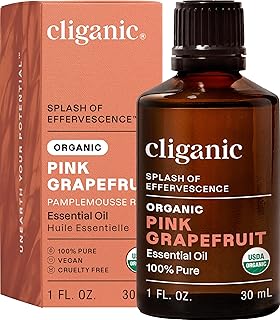 Cliganic Organic Pink Grapefruit Essential Oil, 100% Pure Natural for Aromatherapy | Non-GMO Verified