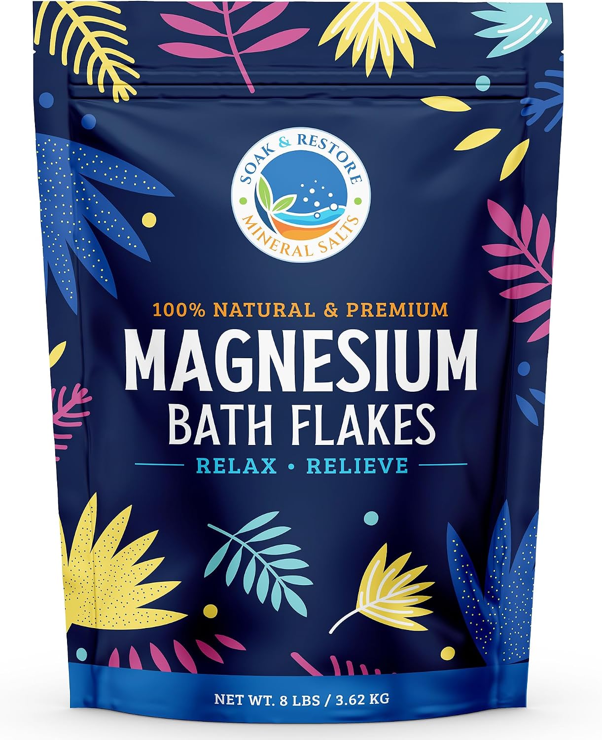 Magnesium Bath Flakes – Pure Magnesium Chloride for Soaking and Whole-Body Replenishment (8 lbs)