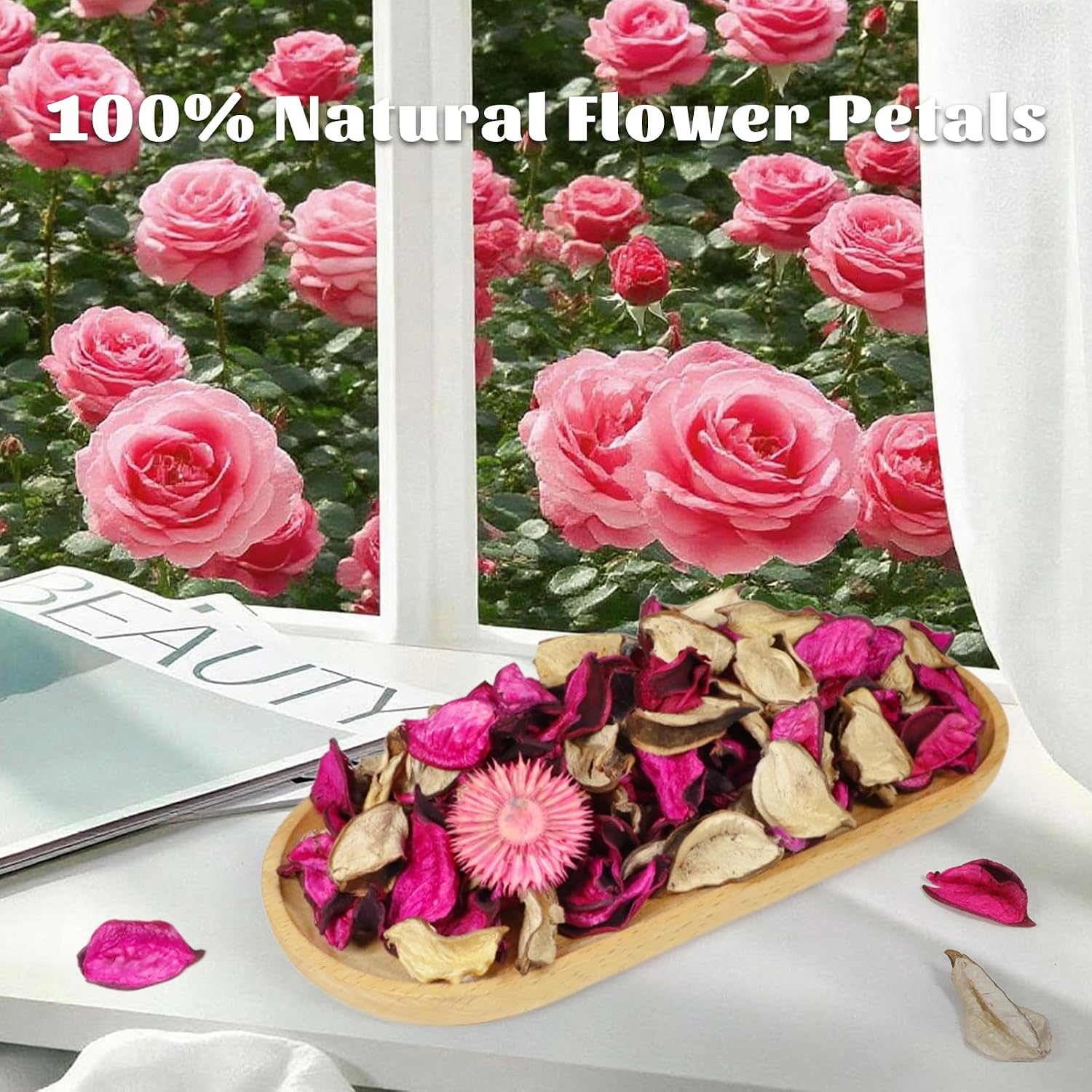 STRN Potpourri Bags, Rose Scented Potpourri Vase Filler Long-Lasting Fragrance Pink Decorative Bowl Fillers for Home Décor, Office, Bedroom, 2-Pack