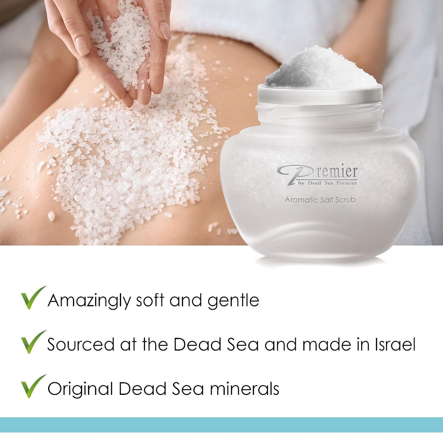 Premier Body Scrub for Dry Skin with Dead Sea Salt, Exfoliating Salt Scrub with Jojoba, Sweet Almond & Grape Seed Oils, Foot and Hand Exfoliator, Vitamin E, Breeze Scent, 10.5 Oz
