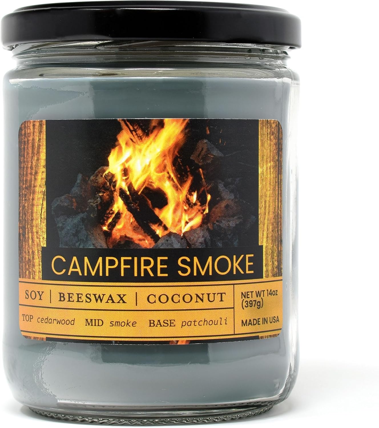 Campfire Smoke Scented Jar Candle - Highly Scented - Made with Plant Based Wax - Handmade in The USA - Candeo Candle