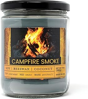 Campfire Smoke Scented Jar Candle - Highly Scented - Made with Plant Based Wax - Handmade in The USA - Candeo Candle