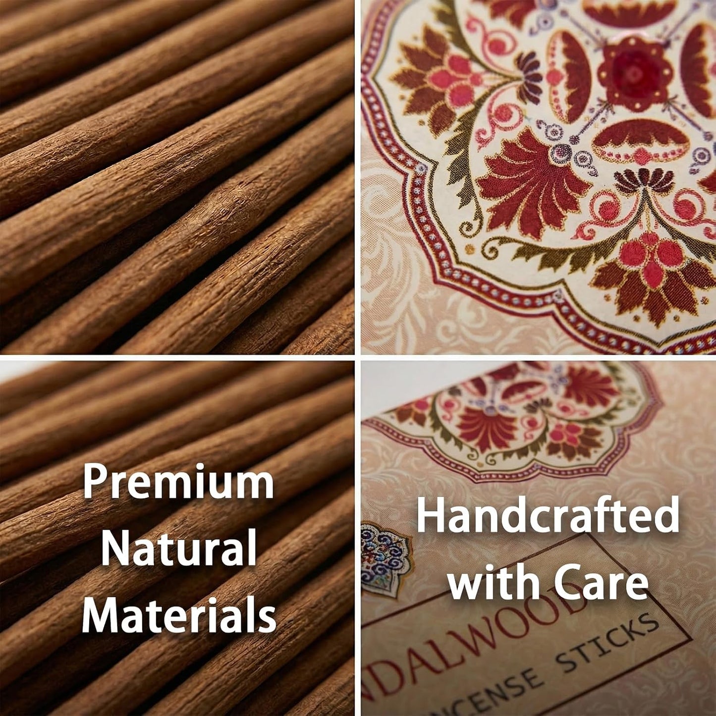 Sandalwood Incense Stick 120 Sticks,Charcoal Free, All Natural, Non Toxic, Meditation & Stress Relief120g Full Sized