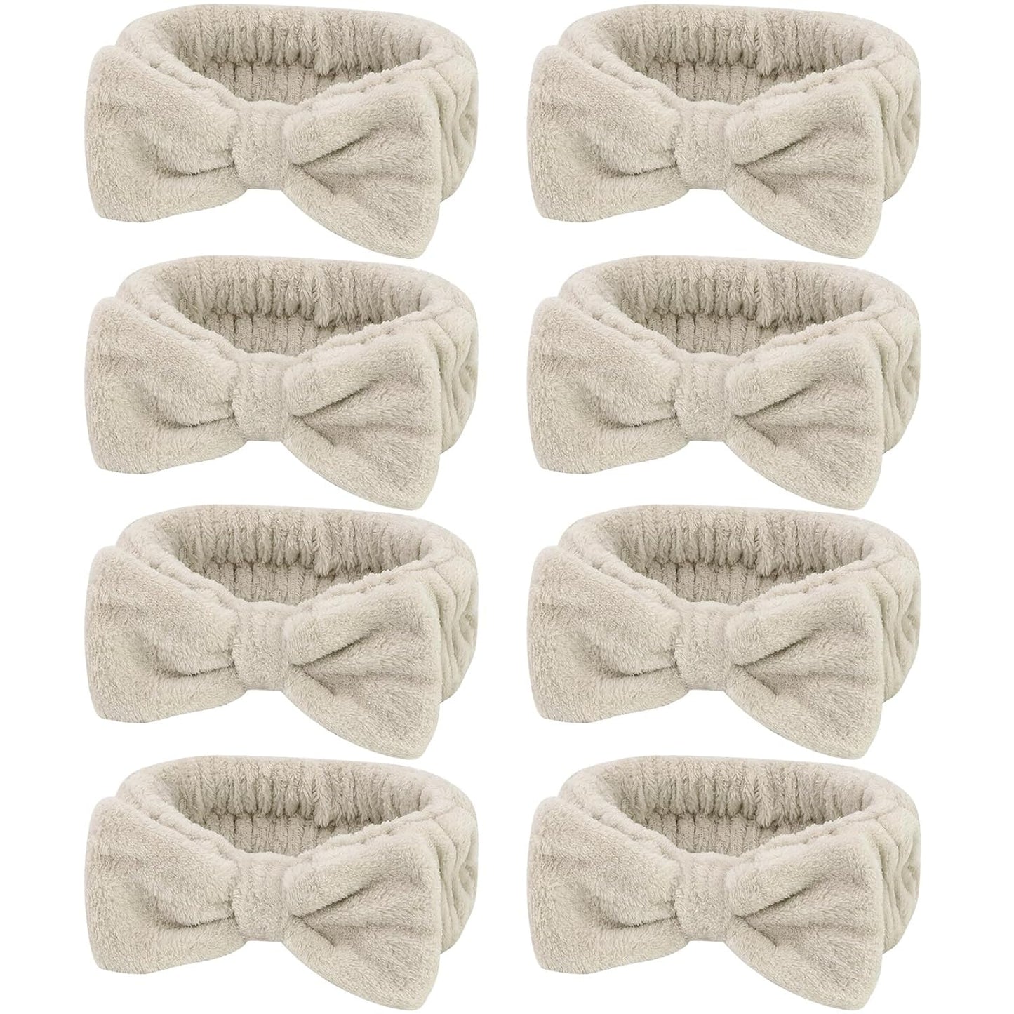 Semato Bachelorette Party Favor Set - Bride and Bridesmaid Spa Headbands, Skincare Head Bands for Women, Cute Bow Party Supplies (Light Coffee)