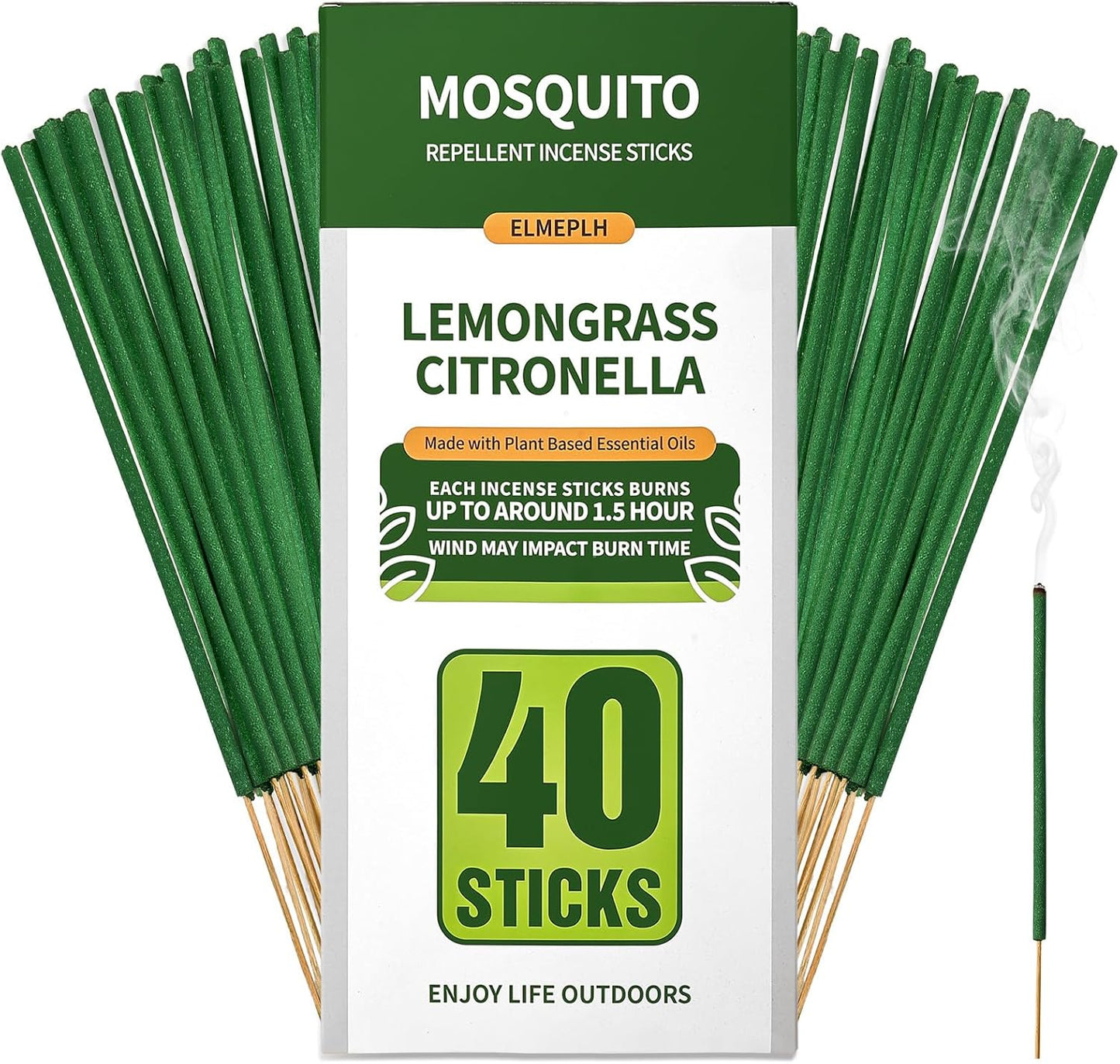 Mosquito Repellent Incense Sticks 40 Pieces per Box - Citronella Incense Sticks or Outdoor Patio/Citronella Oil/Lemongrass and Rosemary Oil/Made with Natural Based Essential