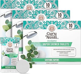 GuruNanda Eucalyptus Vapor Shower Tablets, Clean-Dissolving Aromatherapy Shower Steamers with Eucalyptus & Menthol, Promotes Relaxation, Ideal for Gifting, 30 Count