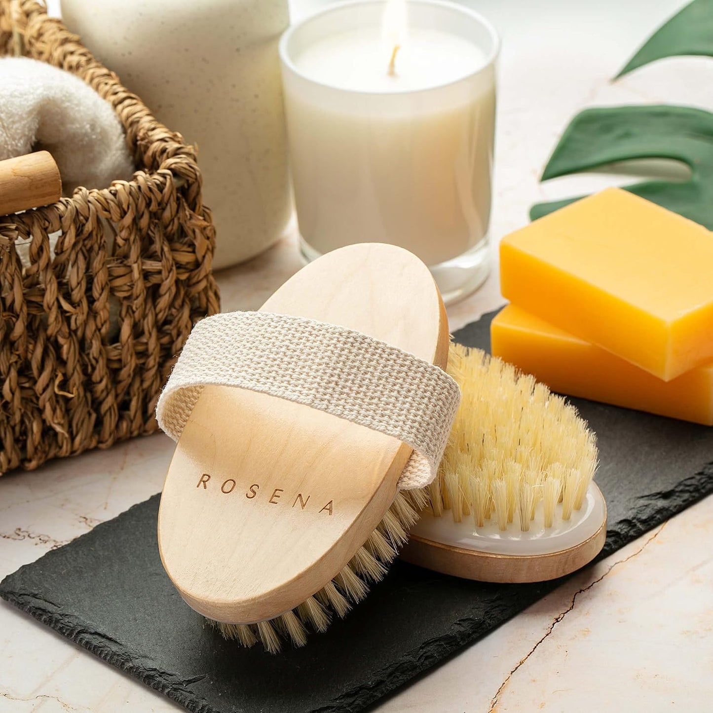 Dry Brushing Body Brush - Best for Exfoliating Dry Skin, Lymphatic Drainage and Cellulite Treatment - Organic Spa Exfoliator and Massage Scrub Brush with Natural Boar Bristles (Oval)