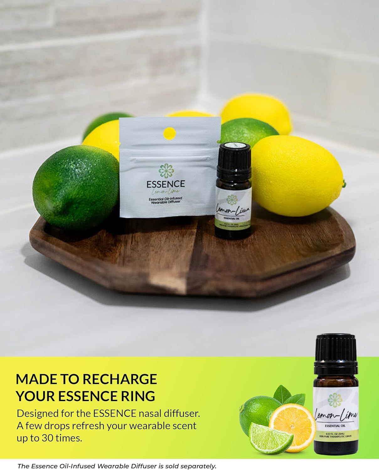 Essence Lemon-Lime Essential Oil, 5 ml | Aromatherapy Oil for Diffusers & Personal Use | Natural Fragrance for Relaxation, Clarity & Wellness | Made in USA | Citrus Blend Scent