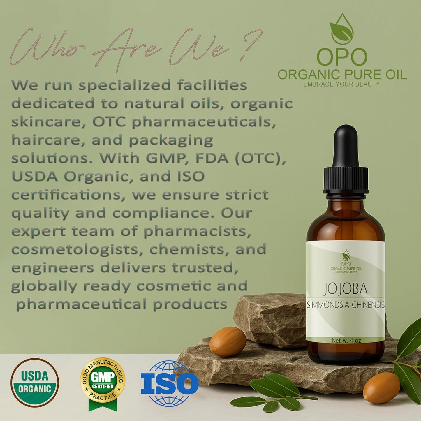 Jojoba Oil - Pure, Cold Pressed, Unrefined, Virgin Hydrating & Moisturizing Carrier Oil for Skin, Hair, Face, Facial Care, Body, Massage, Ear, Beard, Makeup Remover - 4 oz Glass & Dropper - OPO