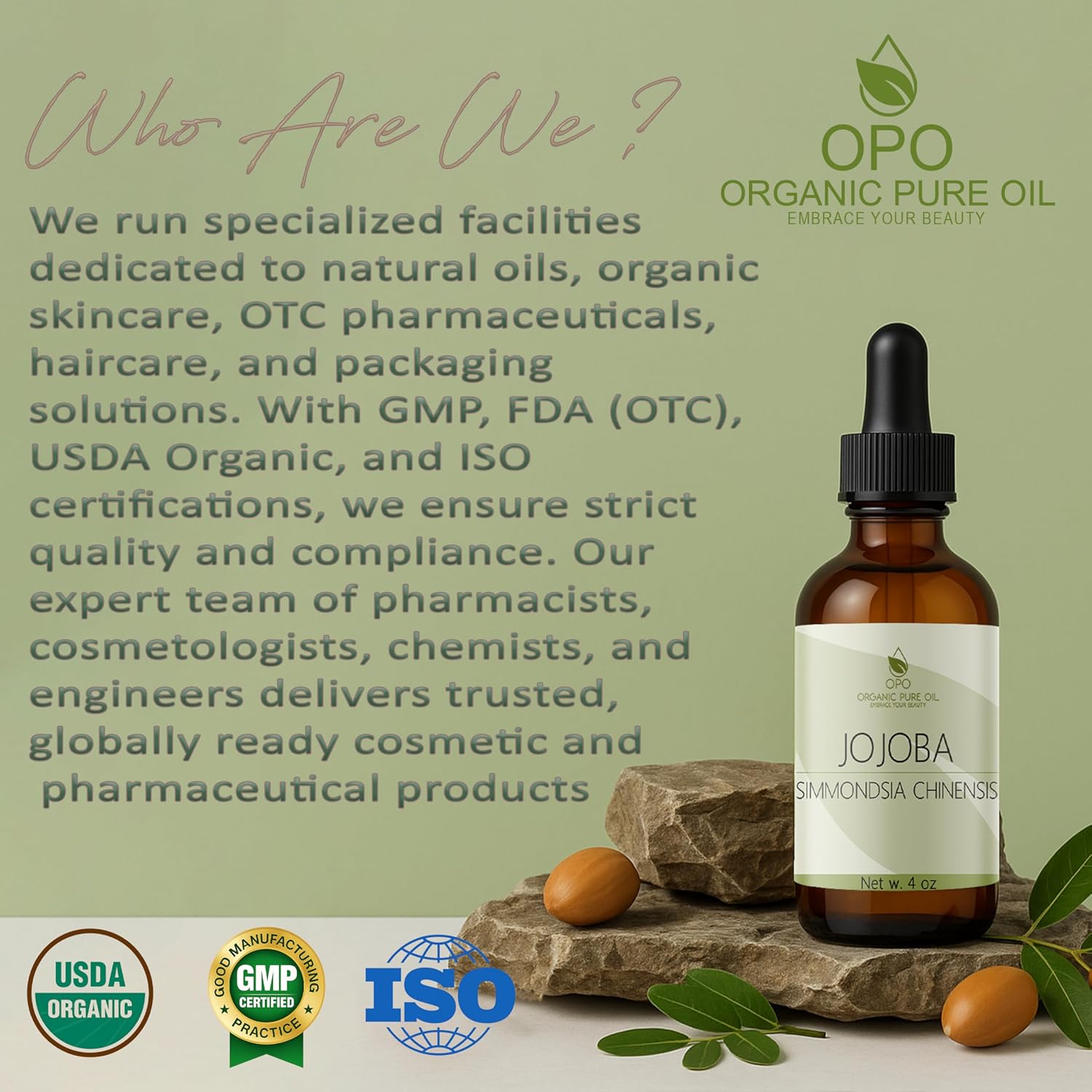 Jojoba Oil - Pure, Cold Pressed, Unrefined, Virgin Hydrating & Moisturizing Carrier Oil for Skin, Hair, Face, Facial Care, Body, Massage, Ear, Beard, Makeup Remover - 4 oz Glass & Dropper - OPO
