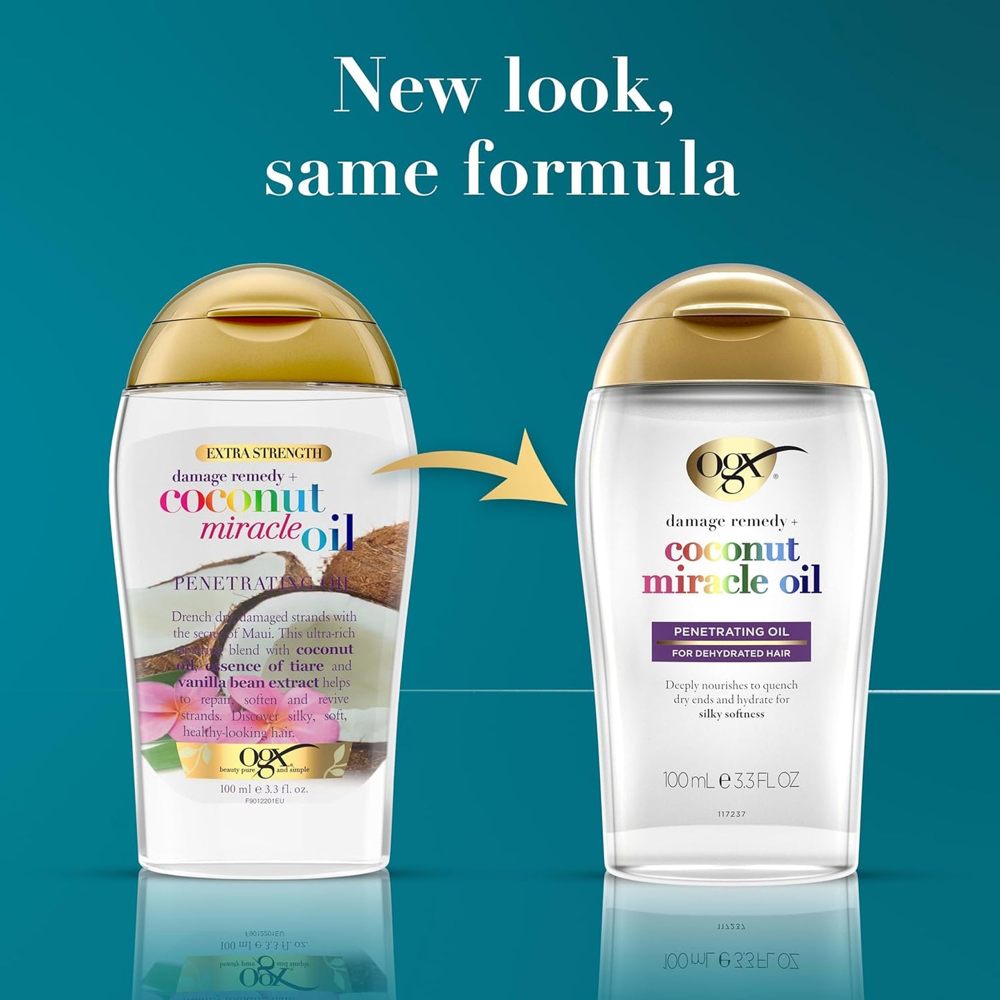 OGX Extra Strength Damage Remedy + Coconut Miracle Oil Penetrating Hair Oil Treatment, Extra Hydrating Anti-Frizz Oil for Coarse, Dry Hair, Paraben-Free, Sulfated-Surfactants Free, 3.3 Fl Oz