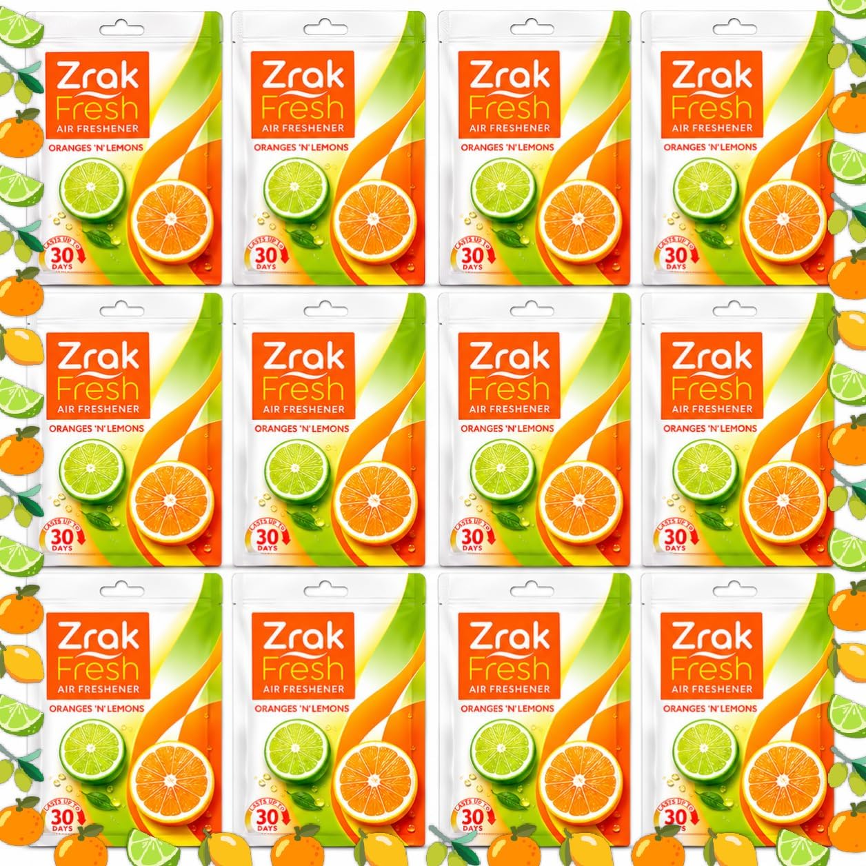 Air Freshener| Hanging Scented Sachets| for Home|Car|Shoe Area Odour Removal| Gym Bags|Drawer|Wardrobe Closet| pet Area Odour Oranges n Lemons Closet Scented Fresh Value Pack of 12 (Each10g