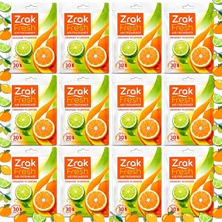 Air Freshener| Hanging Scented Sachets| for Home|Car|Shoe Area Odour Removal| Gym Bags|Drawer|Wardrobe Closet| pet Area Odour Oranges n Lemons Closet Scented Fresh Value Pack of 12 (Each10g