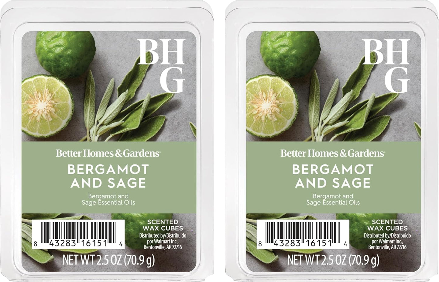 Better Homes and Gardens Scented Wax Cubes 2.5oz 2-Pack (Bergamot and Sage)