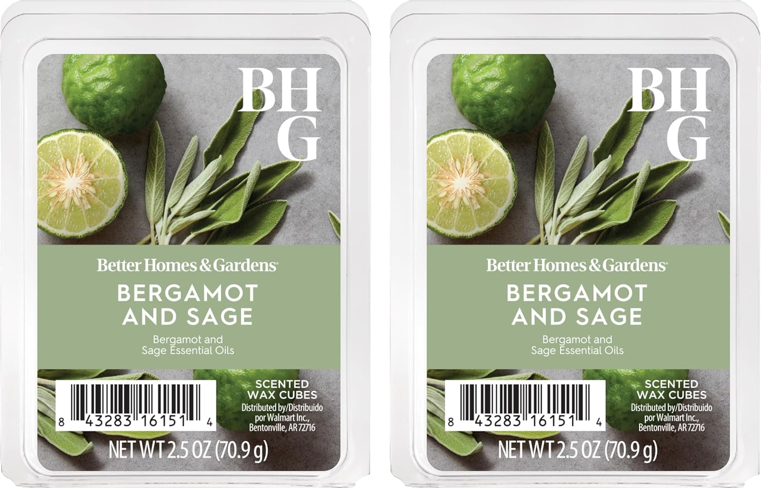 Better Homes and Gardens Scented Wax Cubes 2.5oz 2-Pack (Bergamot and Sage)