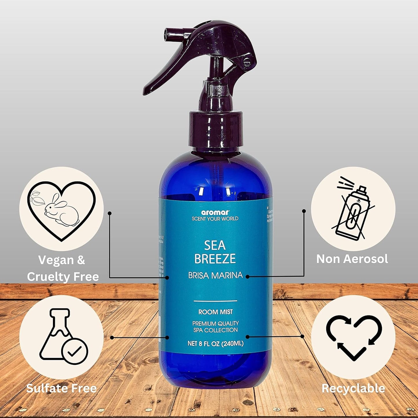 Aromar Essential Room Mist and Fabric Spray with Natural Freshener Aromatherapy for a Fresh and Rejuvenated Home 8 oz Sandalwood Forest
