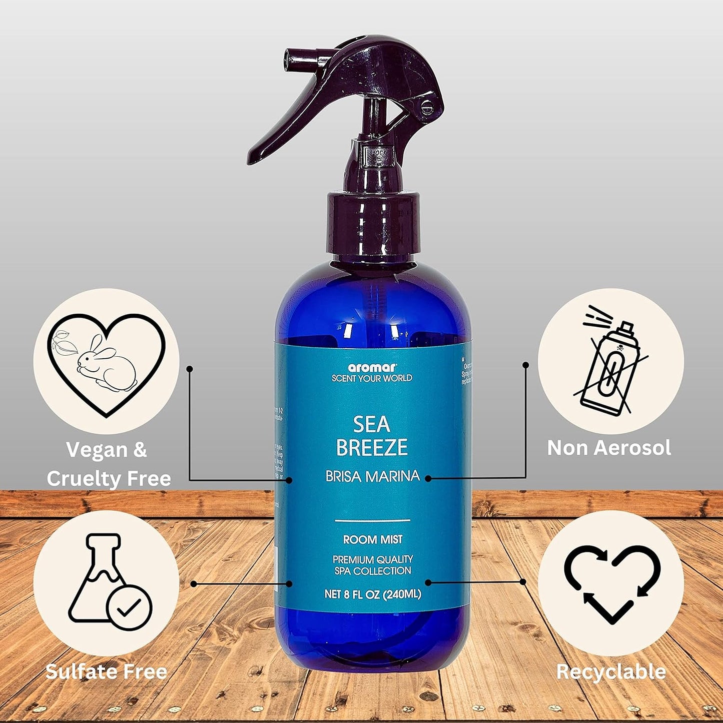 Aromar Essential Room Mist and Fabric Spray with Natural Freshener Aromatherapy for a Fresh and Rejuvenated Home 8 oz Fresh Linens