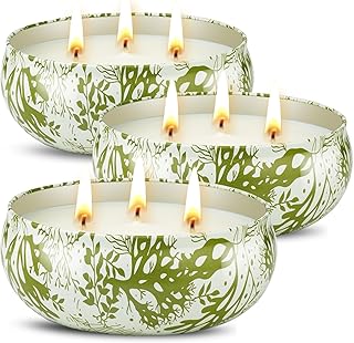 3 x 12oz Citronella Candle Outdoor 3 Wick Soy Wax Citronella Candle Set Jar Candle Up to 240hrs Burning Outdoor Candles Home Garden Yard Balcony Summer Camping