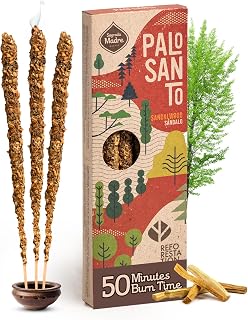 Sagrada Madre 4pcs Wildly Harvested Palo Santo Incense Sticks (Sandalwood), 6.7” Long - Non-Toxic, Aromatic Incense Sticks (50 min Approx. Burning Time) to Heal & Calm Your Body and Environment