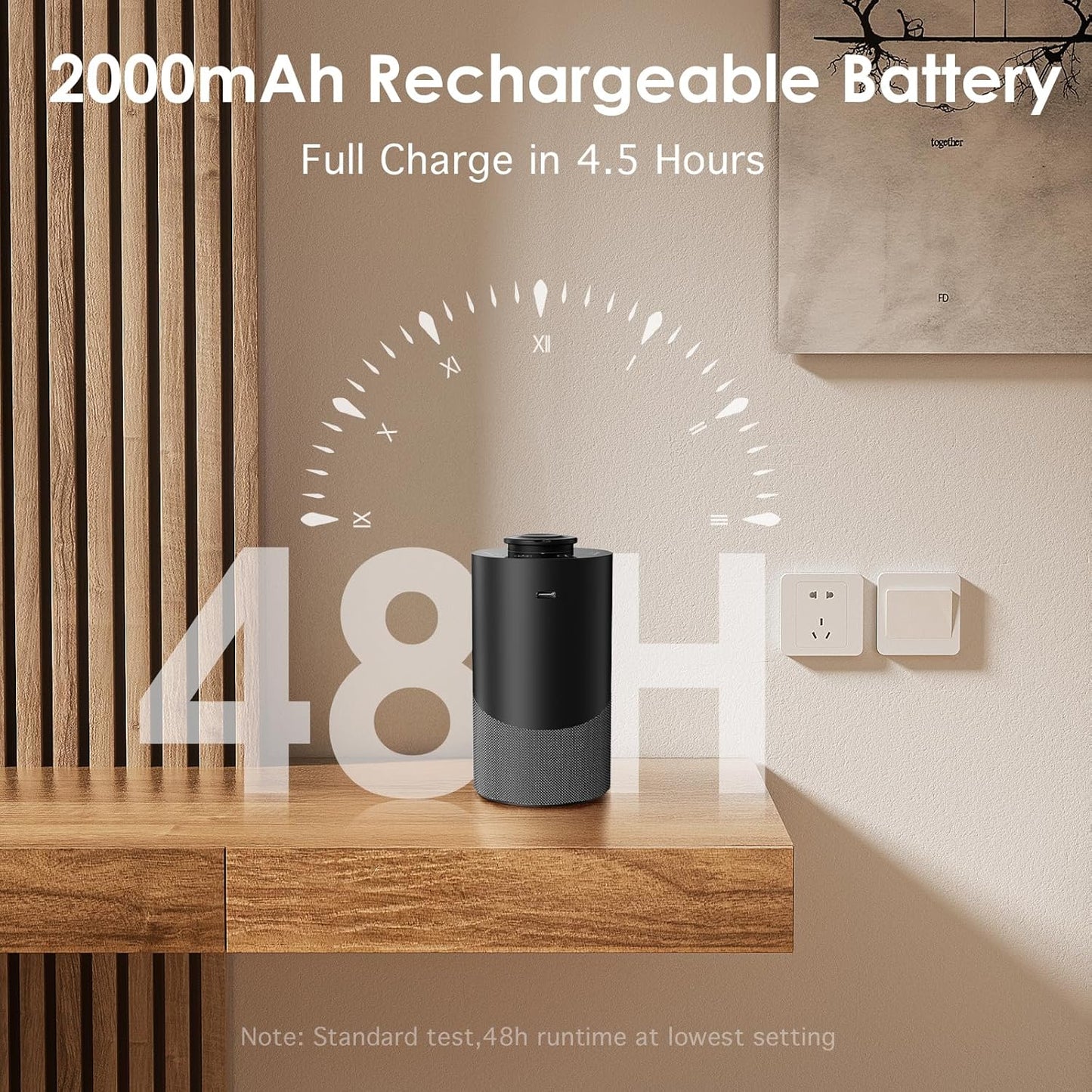 Waterless Essential Oil Diffuser for Home (Aluminum Alloy & Fabric) - Cordless Car Scent diffuser with 3 Timer & 3 Mist Levels - 2000mAh Battery Operated Scent Air Machine for Room Office Hotel,Silver