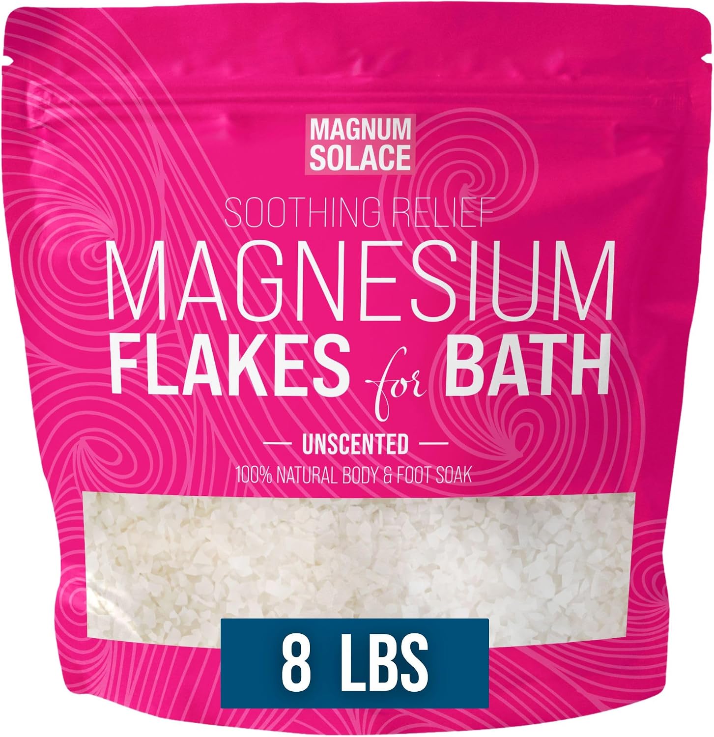 Magnesium Flakes for Bath - Magnesium Chloride Flakes Organic Pure - Unscented, 8 LBS