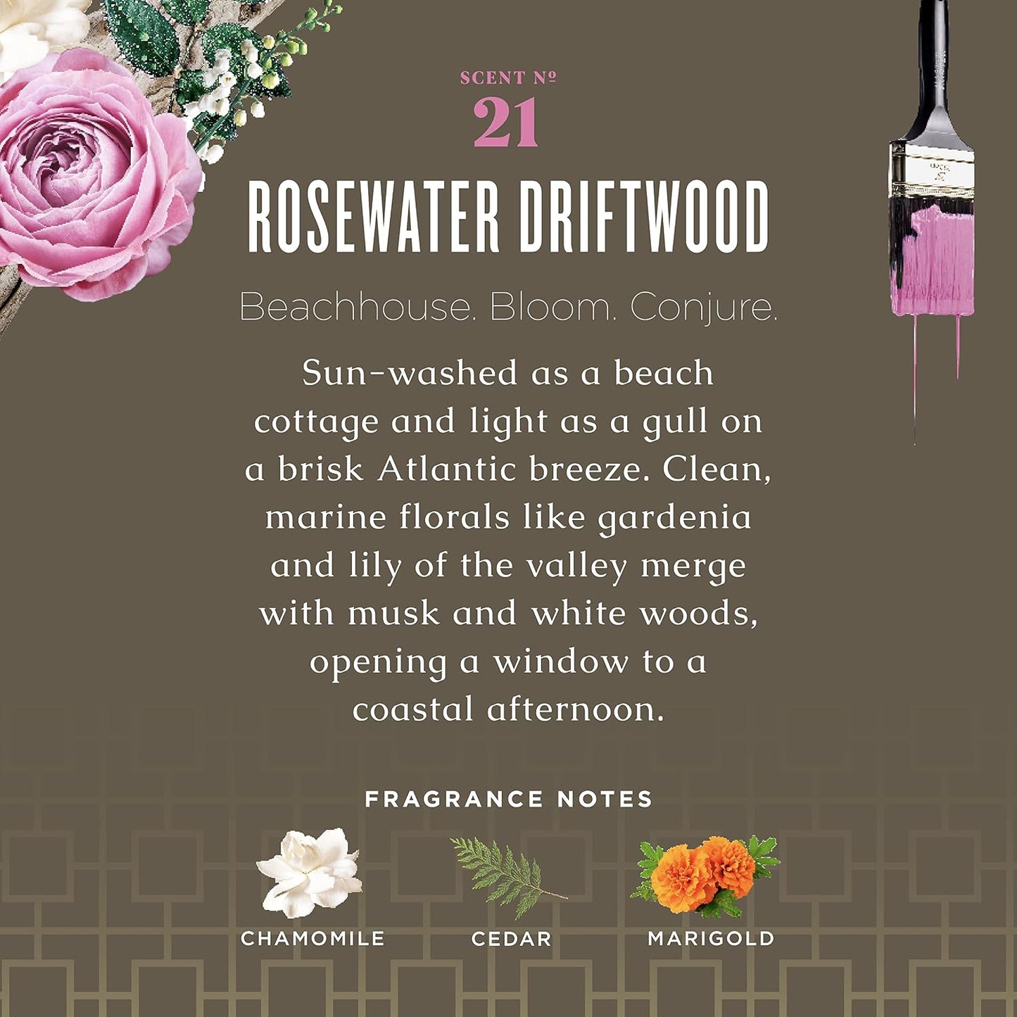 Caldrea Linen And Room Spray Air Freshener, Made With Essential Oils, Plant-Derived And Other Thoughtfully Chosen Ingredients, Rosewater Driftwood Scent, 16 Oz