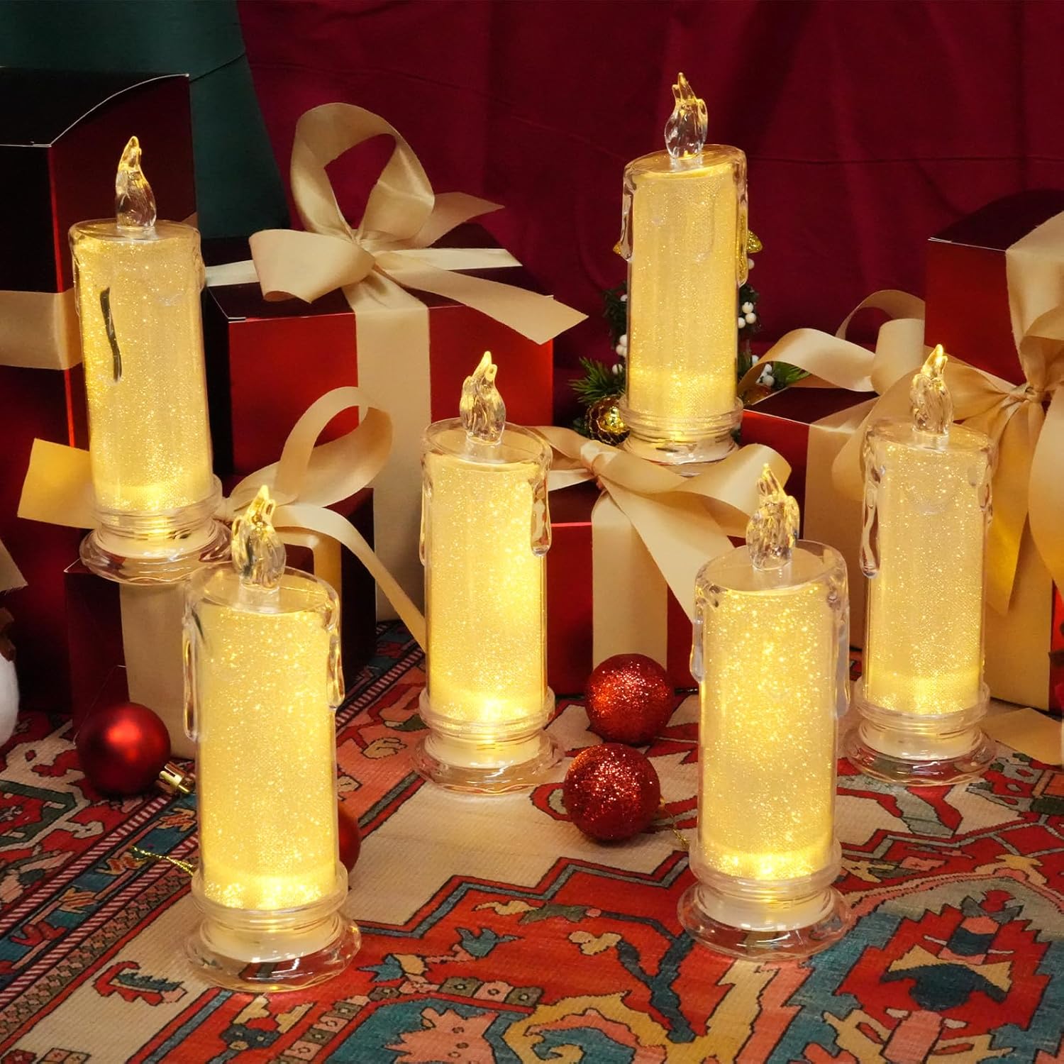 HAIDOLIANGE 6PCS Led Candles,Flameless Candles Battery Operated, Pillar Fake Candles,Velas Artificiales para Decoration for Valentine's Wedding Christmas Table Decorations (D2.5 x H7)